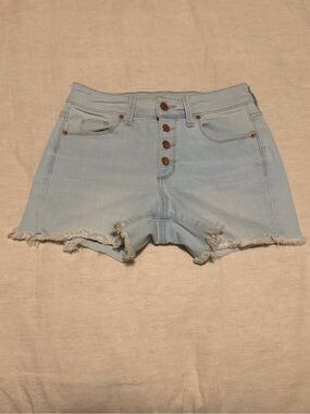 Universal Thread Light Blue High-Rise Button-Front Frayed Denim Shorts